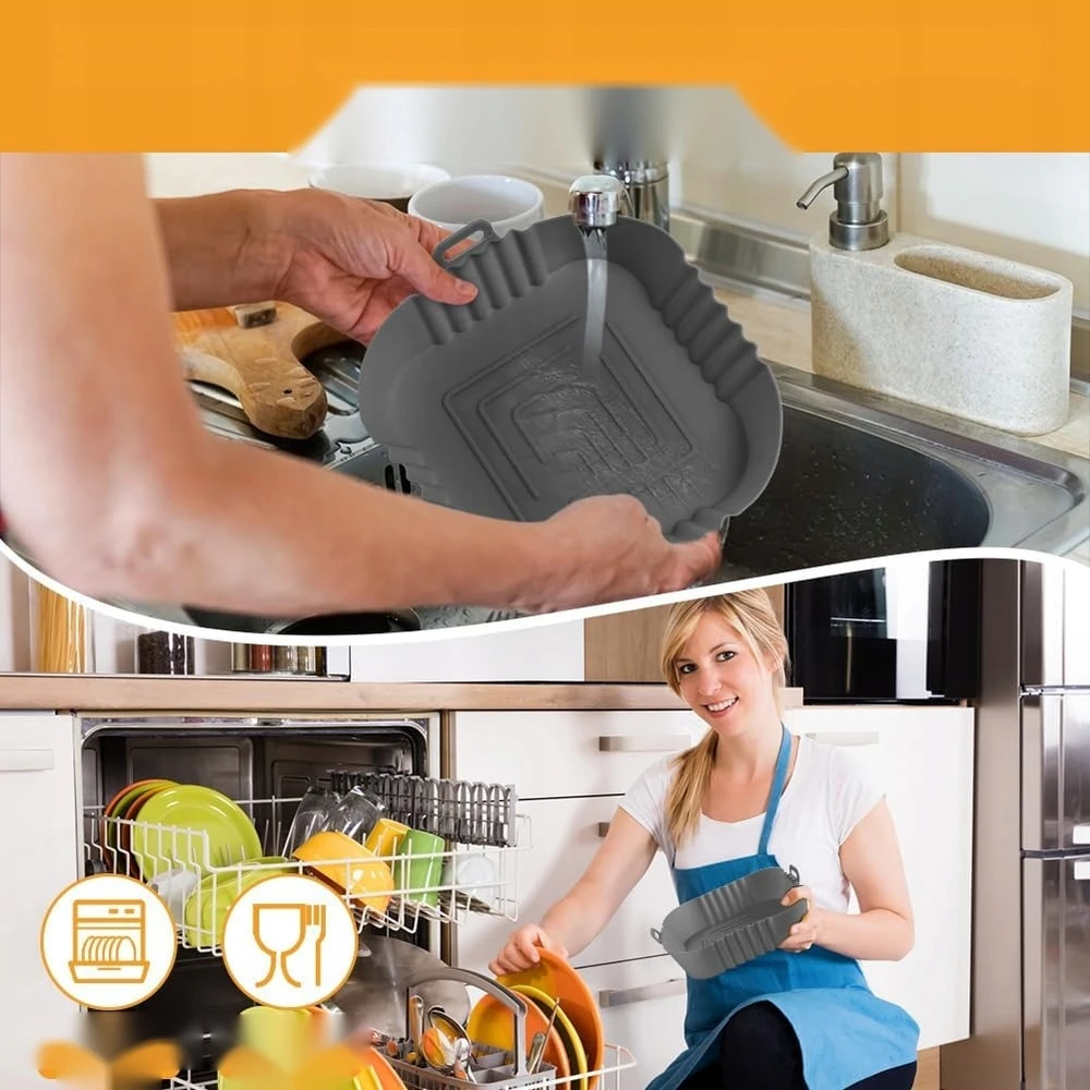 Bez Marki SILIKONINIS PUODAS 2 VIENETŲ 20 CM GRINDINĖS GRINDINĖS ĮDĖLIS KEPIMO PILKA