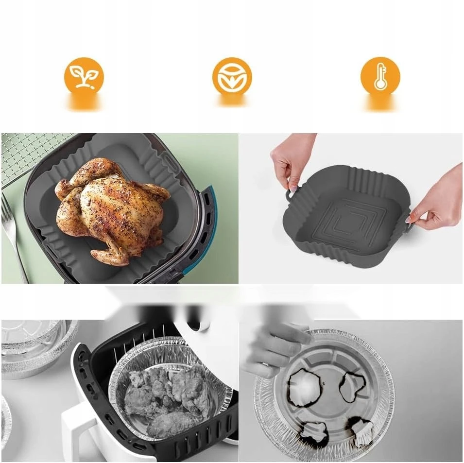 Bez Marki SILIKONINIS PUODAS 2 VIENETŲ 20 CM GRINDINĖS GRINDINĖS ĮDĖLIS KEPIMO PILKA