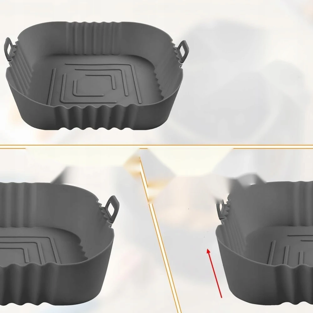Bez Marki SILIKONINIS PUODAS 2 VIENETŲ 20 CM GRINDINĖS GRINDINĖS ĮDĖLIS KEPIMO PILKA