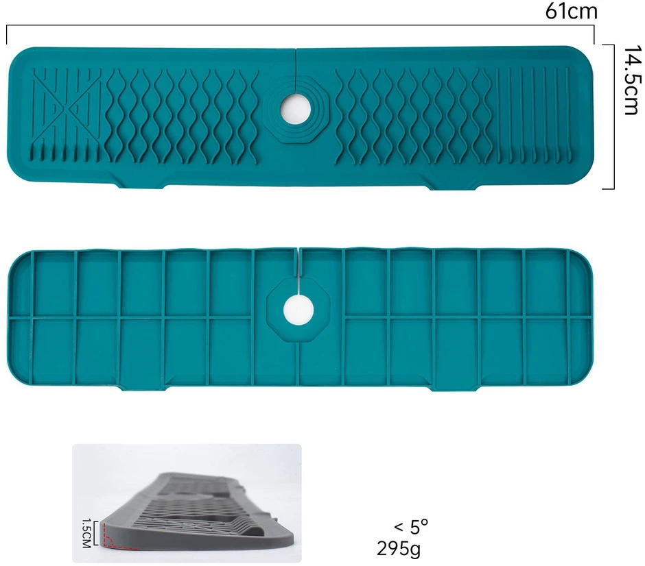 Bez Marki Silikoninis vandens surinkimo kilimėlis, sulankstomas 61x14,5 cm vonios kambariui, žalias