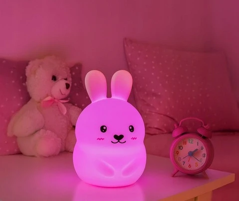 Bez Marki SILIKONOWA Naktinė lempa DLA DZIECI KRÓLIK LED NA Pultas DO ŁADOWANIA USB