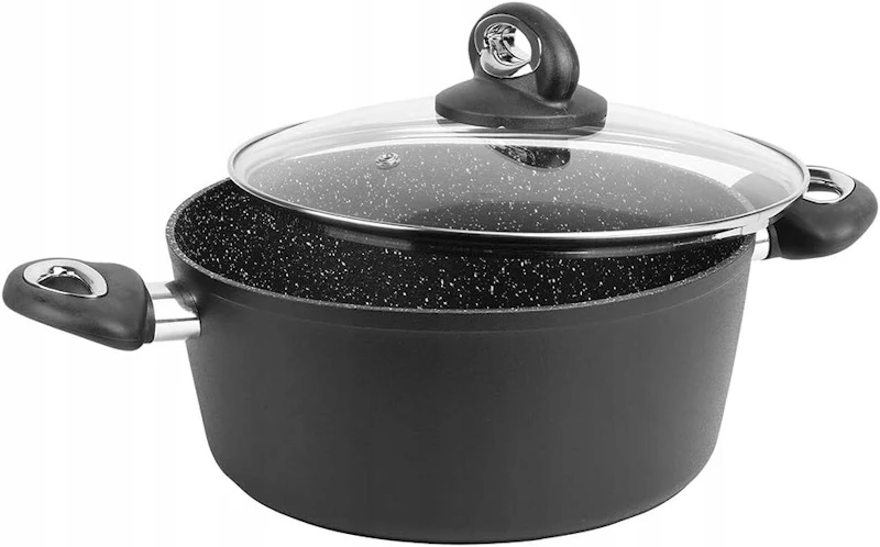 Bez Marki Sitram juodo granito puodas 24 cm, 4,5 L su dangteliu