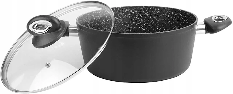 Bez Marki Sitram juodo granito puodas 24 cm, 4,5 L su dangteliu