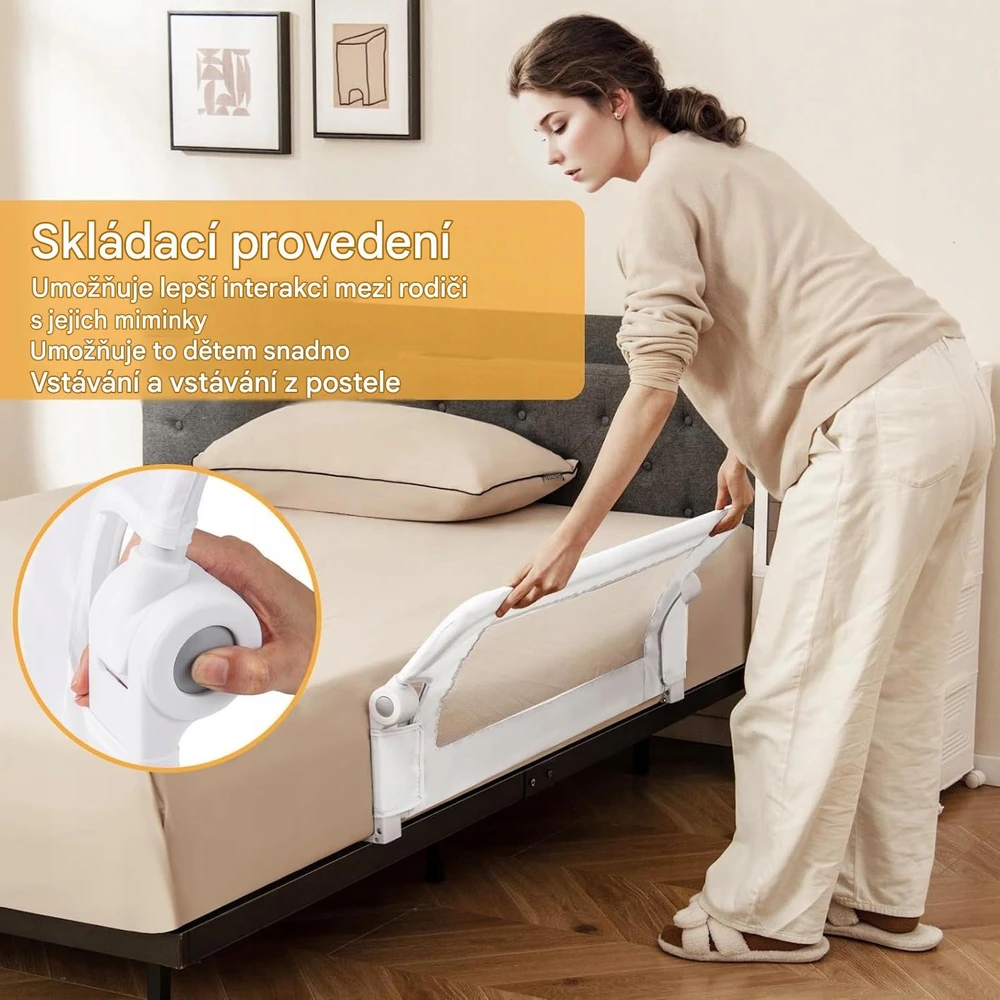 Bez Marki Składana barierka ochronna do łóżka 10043WHBS-VC, 105 x 42 cm, balta