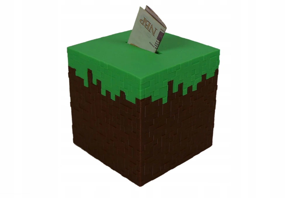 Bez Marki Skarbonka 3D Minecraft pomysł na prezent dekoracja pokój Trawa Grass