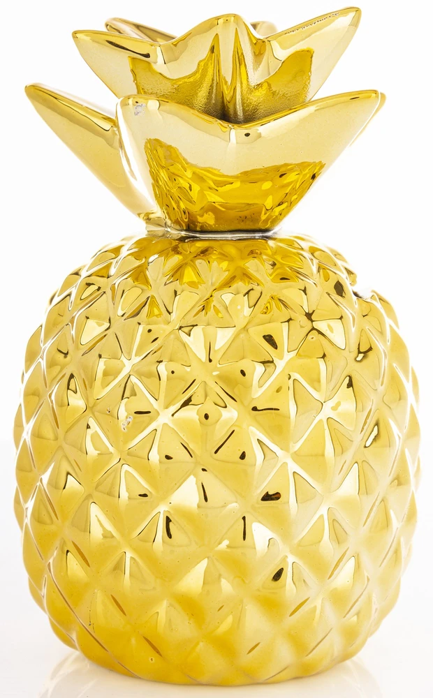 Bez Marki Skarbonka CERAMINCZA figurka ZŁOTA otwierana ANANAS na banknoty 15cm