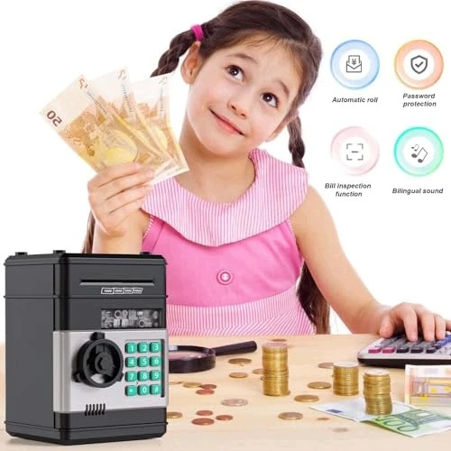 Bez Marki SKARBONKA ELEKTRONICZNA Z KODEM 4 CYFROWYM AUTOMATYCZNY DOZOWNIK BANKNOTÓW