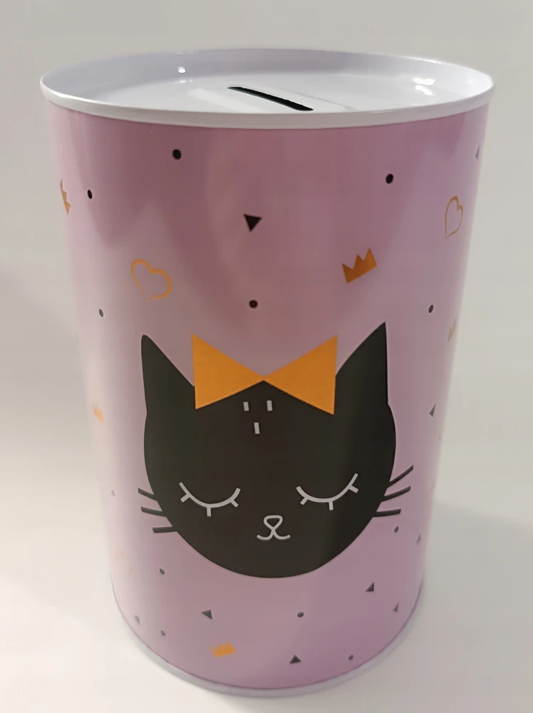 Bez Marki SKARBONKA METALOWA PUSZKA KOT KOTEK 10 cm/14,50 cm
