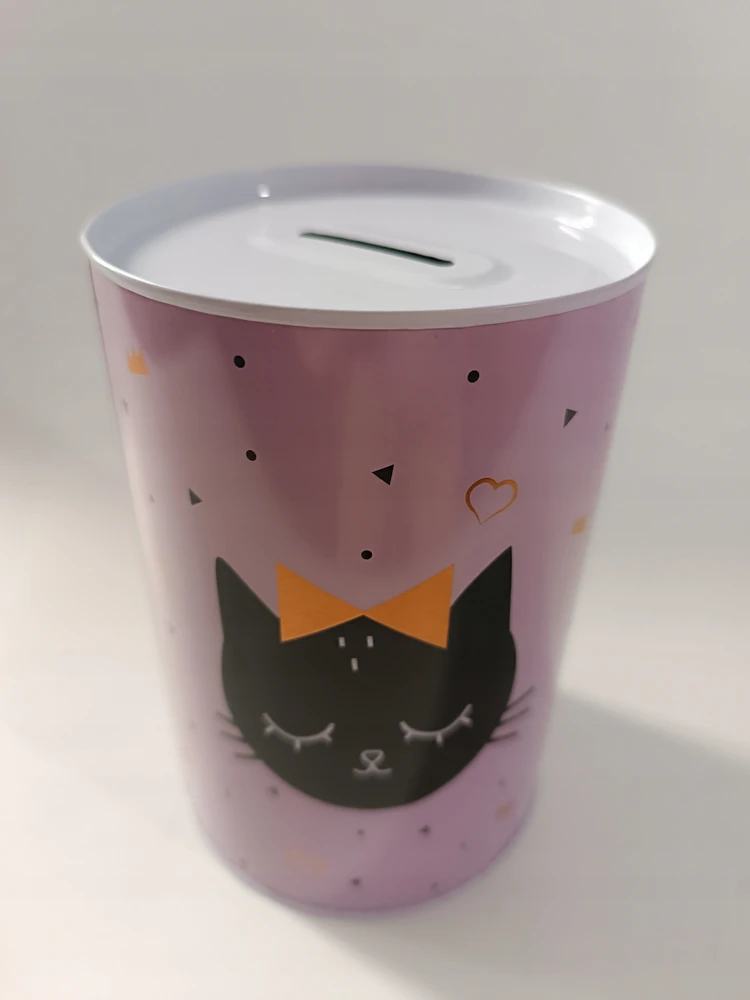 Bez Marki SKARBONKA METALOWA PUSZKA KOT KOTEK 10 cm/14,50 cm