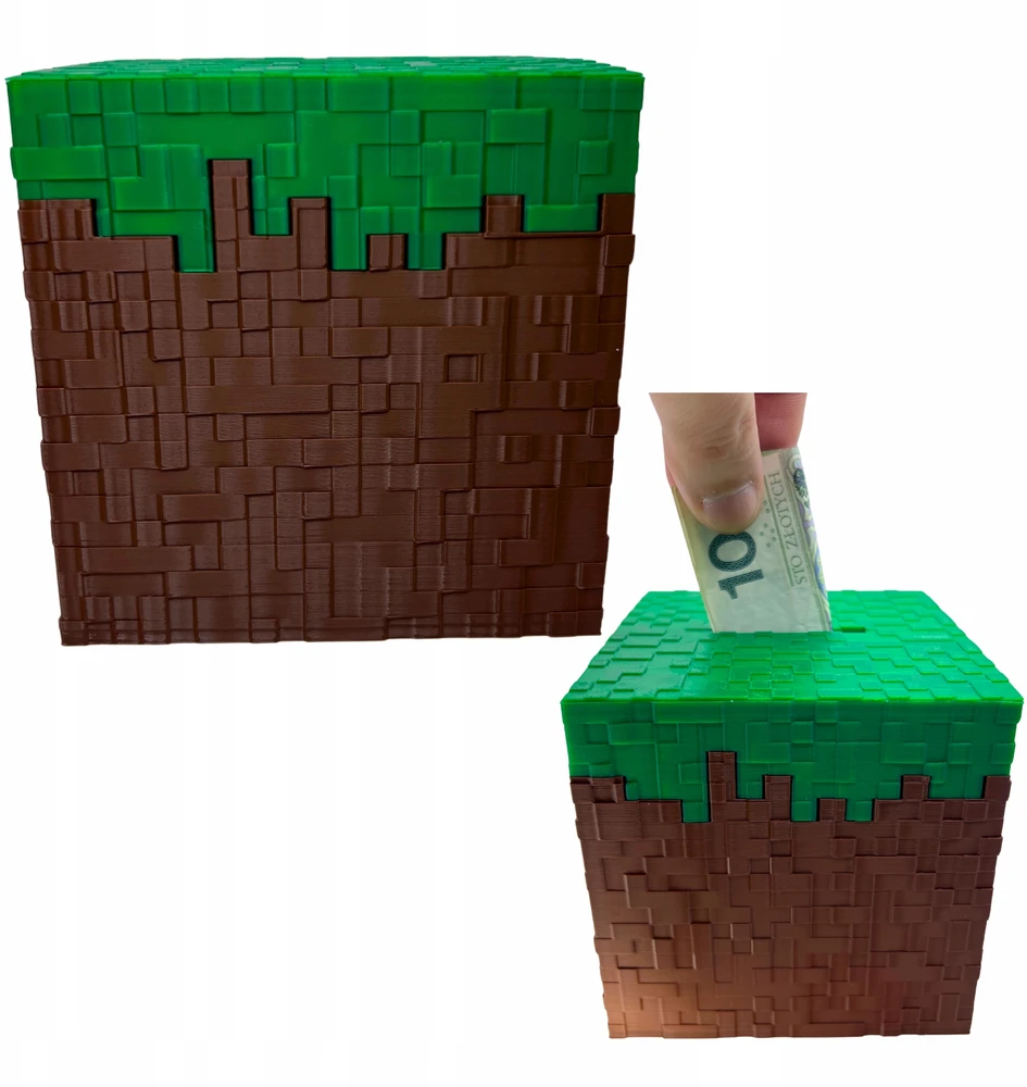 Bez Marki Skarbonka Minecraft na monety prezent 3d dekoracja pudełko Trawa Grass
