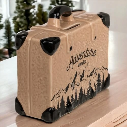 Bez Marki SKARBONKA PODRÓŻNA CERAMICZNA ADVENTURE AWAITS DLA PODRÓŻNIKÓW PREZENT