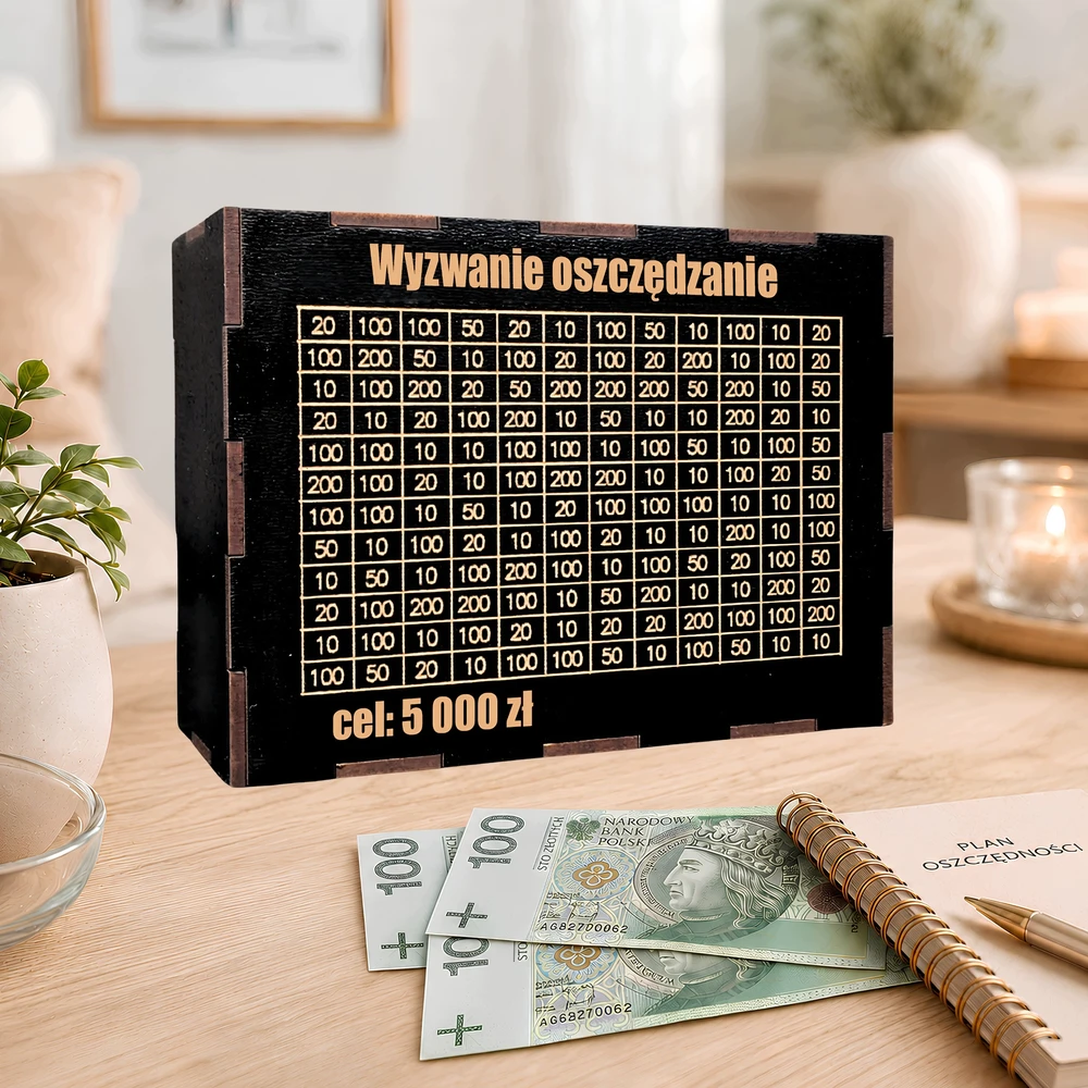 Bez Marki Skarbonka Wykreślana 5000 Wykreślanka Wyzwanie Drewniana su Celem Juoda