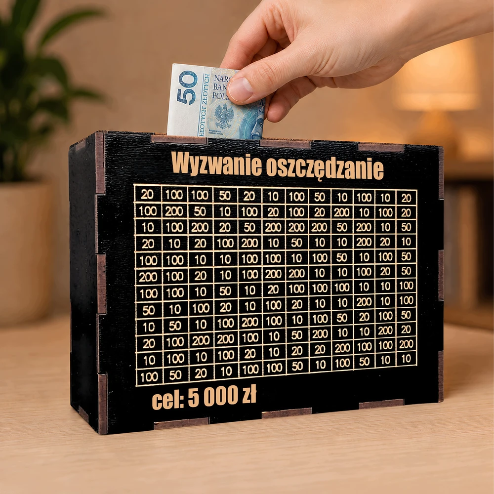 Bez Marki Skarbonka Wykreślana 5000 Wykreślanka Wyzwanie Drewniana su Celem Juoda