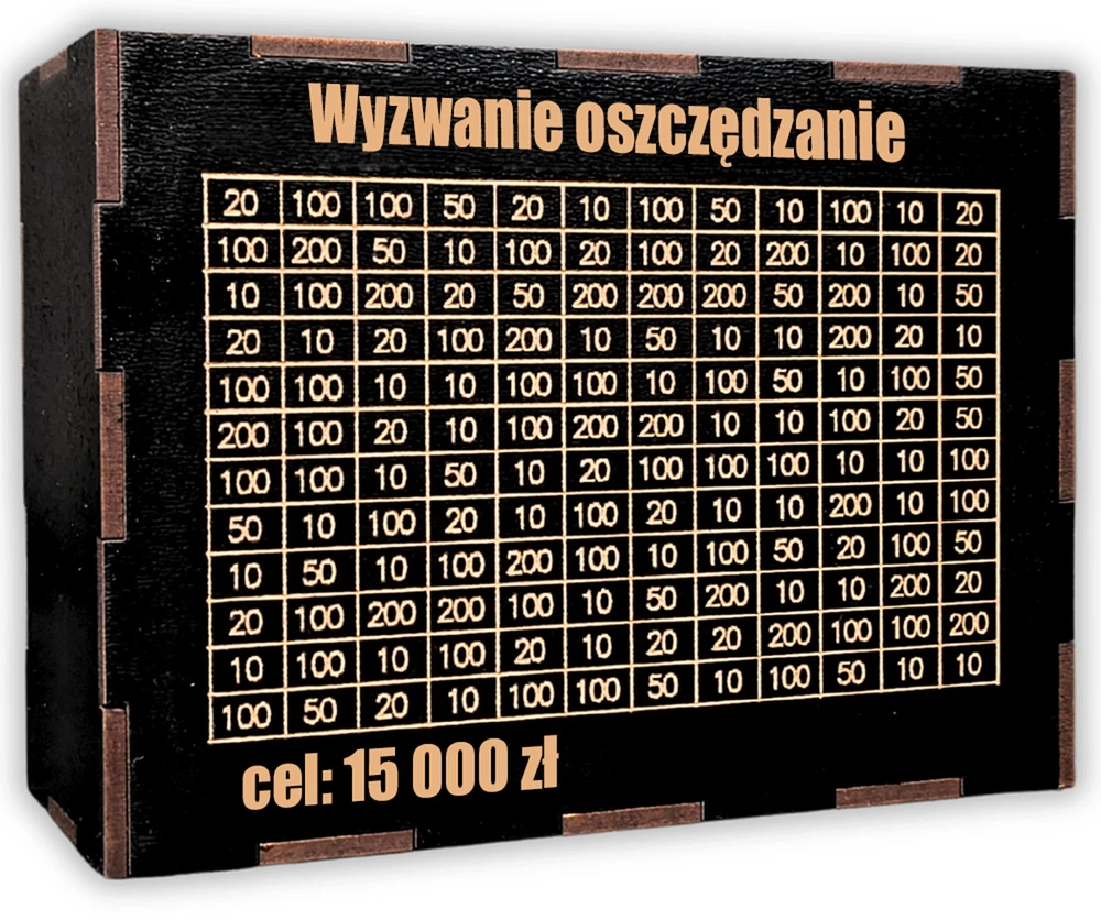 Bez Marki Skarbonka Wykreślana dla Dziecka Wykreślanka Drewniana Wyzwanie Cel 15000