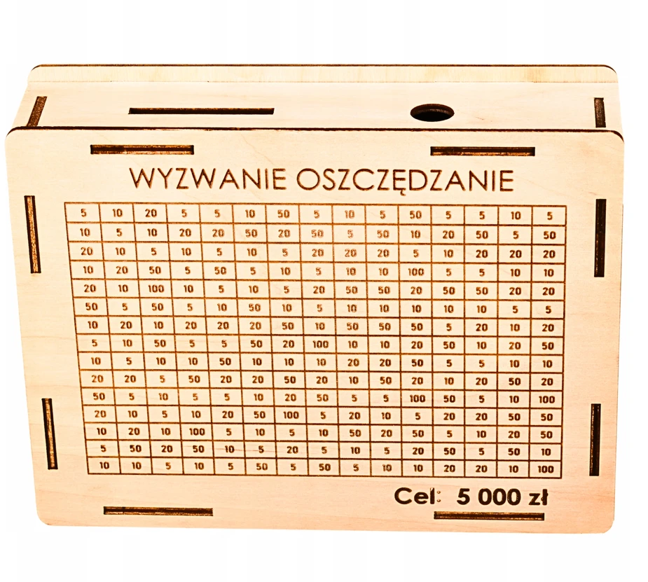 Bez Marki Skarbonka Wykreślanka cel 5000 Wyzwanie Oszczędzanie Upominek Prezent