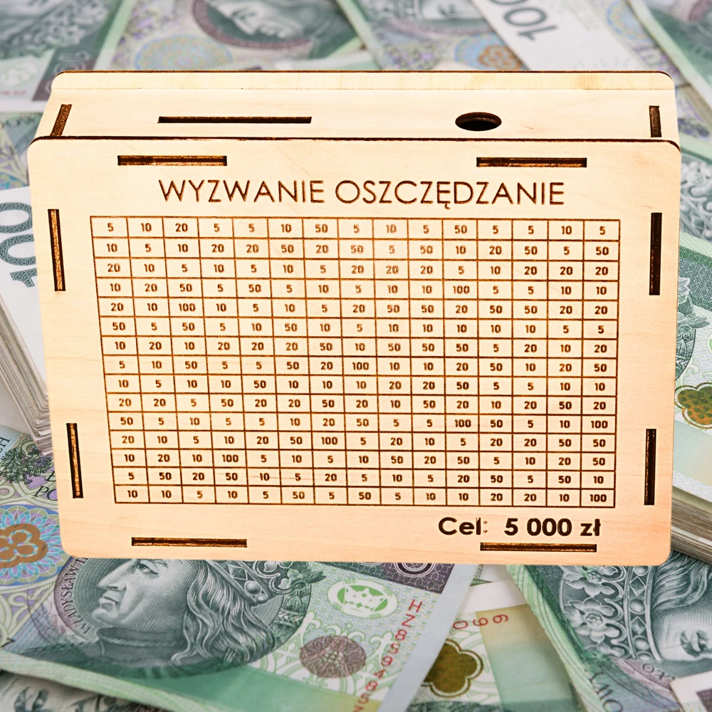 Bez Marki Skarbonka Wykreślanka cel 5000 Wyzwanie Oszczędzanie Upominek Prezent