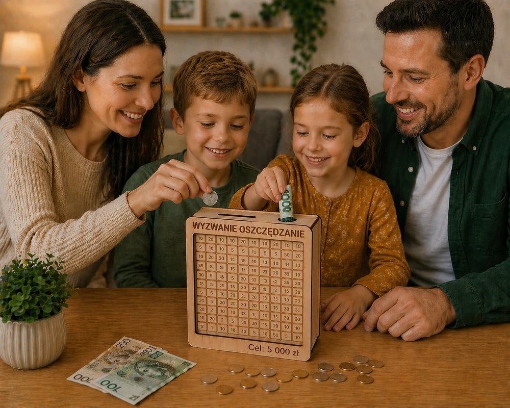 Bez Marki Skarbonka Wyzwanie Oszczędzania 5000zł Pudełko Prezent 20x15 Drewniana Box