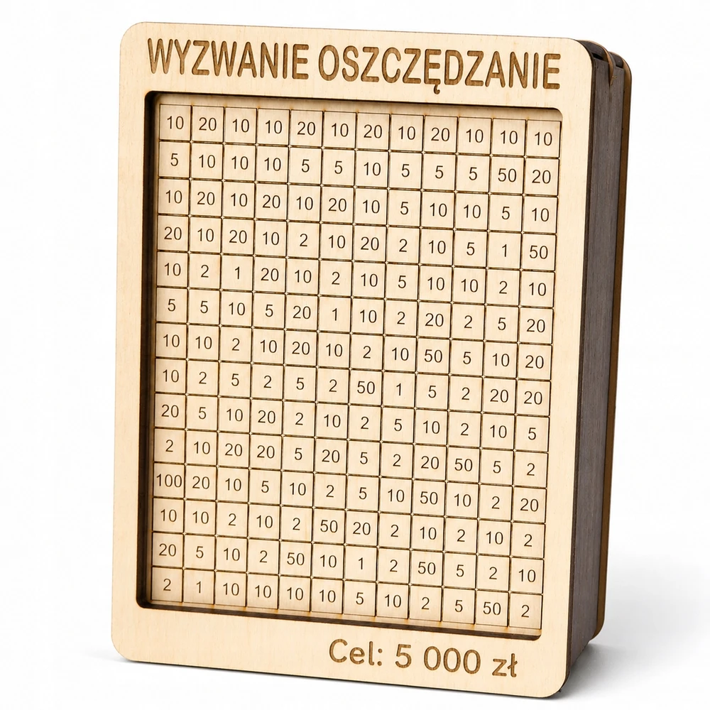 Bez Marki Skarbonka Wyzwanie Oszczędzania 5000zł Pudełko Prezent 20x15 Drewniana Box