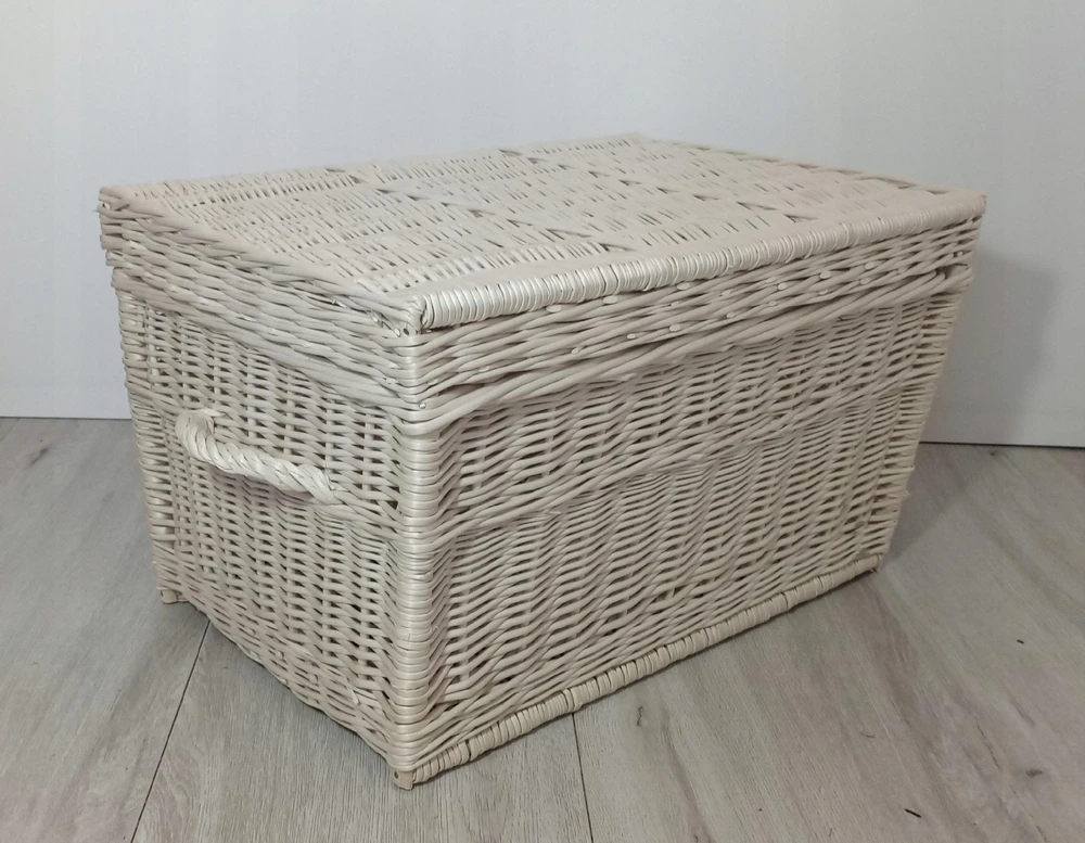 Bez Marki Skrzynia Wiklinowa Kufer Krepšys su Wikliny Ecru 60cm