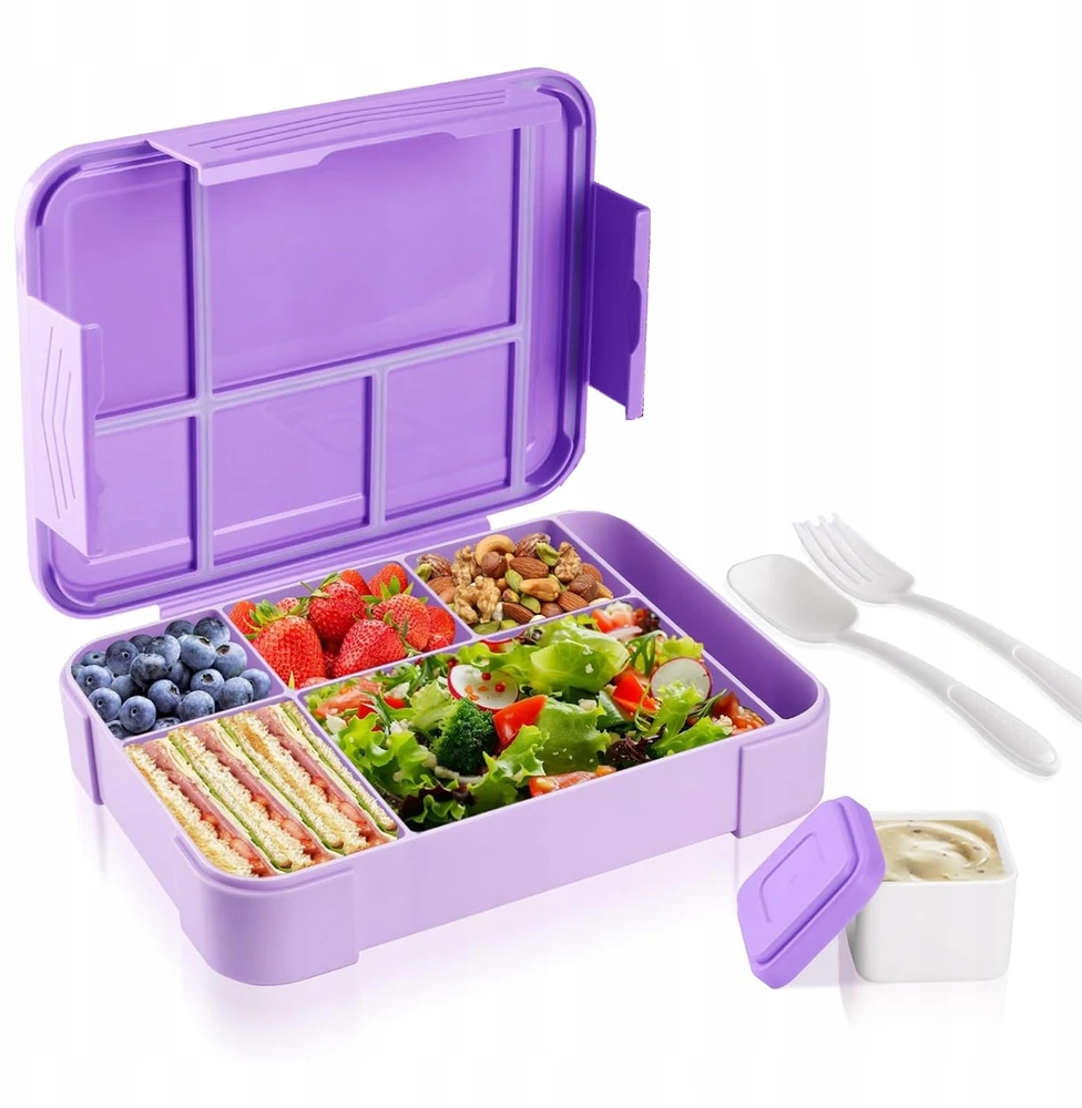 Bez Marki ŚNIADANIÓWKA LUNCHBOX POJEMNIK SOS BOX BENTO 1330ML Z 5 PRZEGRÓDKAMI