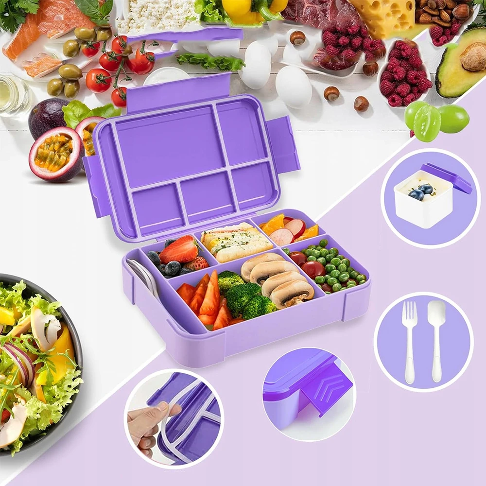 Bez Marki ŚNIADANIÓWKA LUNCHBOX POJEMNIK SOS BOX BENTO 1330ML Z 5 PRZEGRÓDKAMI
