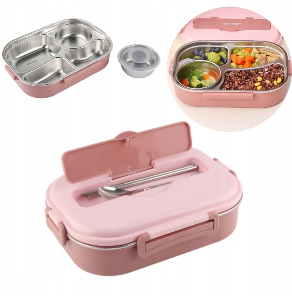 Bez Marki ŚNIADANIÓWKA LUNCHBOX POJEMNIK NA ŚNIADANIE Z PRZEGRÓDKAMI OBIAD DZIELONY