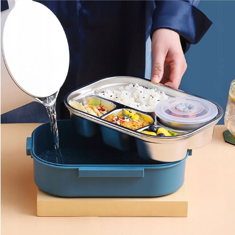 Bez Marki ŚNIADANIÓWKA LUNCHBOX POJEMNIK NA ŚNIADANIE Z PRZEGRÓDKAMI OBIAD DZIELONY