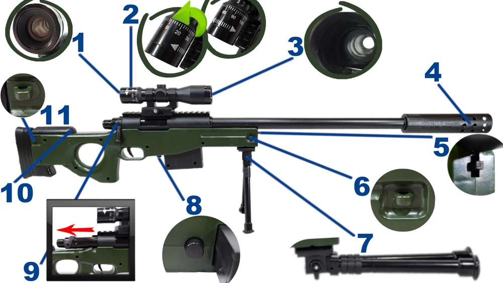 Bez Marki SNIPER RIFLE AWP BALL GUN Snaiperio šautuvas LASER SCOPE + BALLS