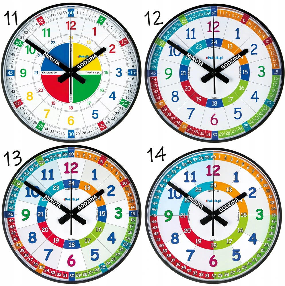 Bez Marki So28 Nauczyciel czasu Cichy zegar ścienny do nauki vaikams 28 cm