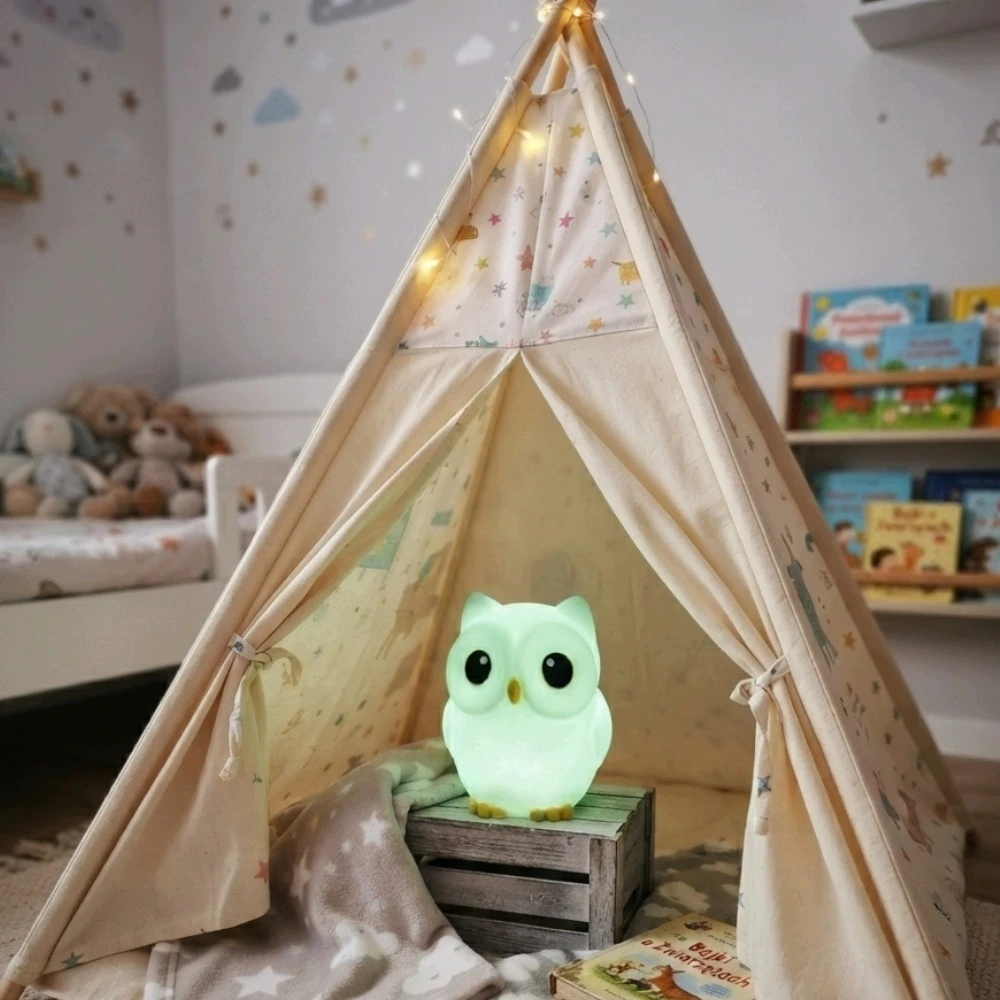 Bez Marki SOWA Lampka nocna LED vaikams – silikonowa minkšta RGB, wiele kolorów USB