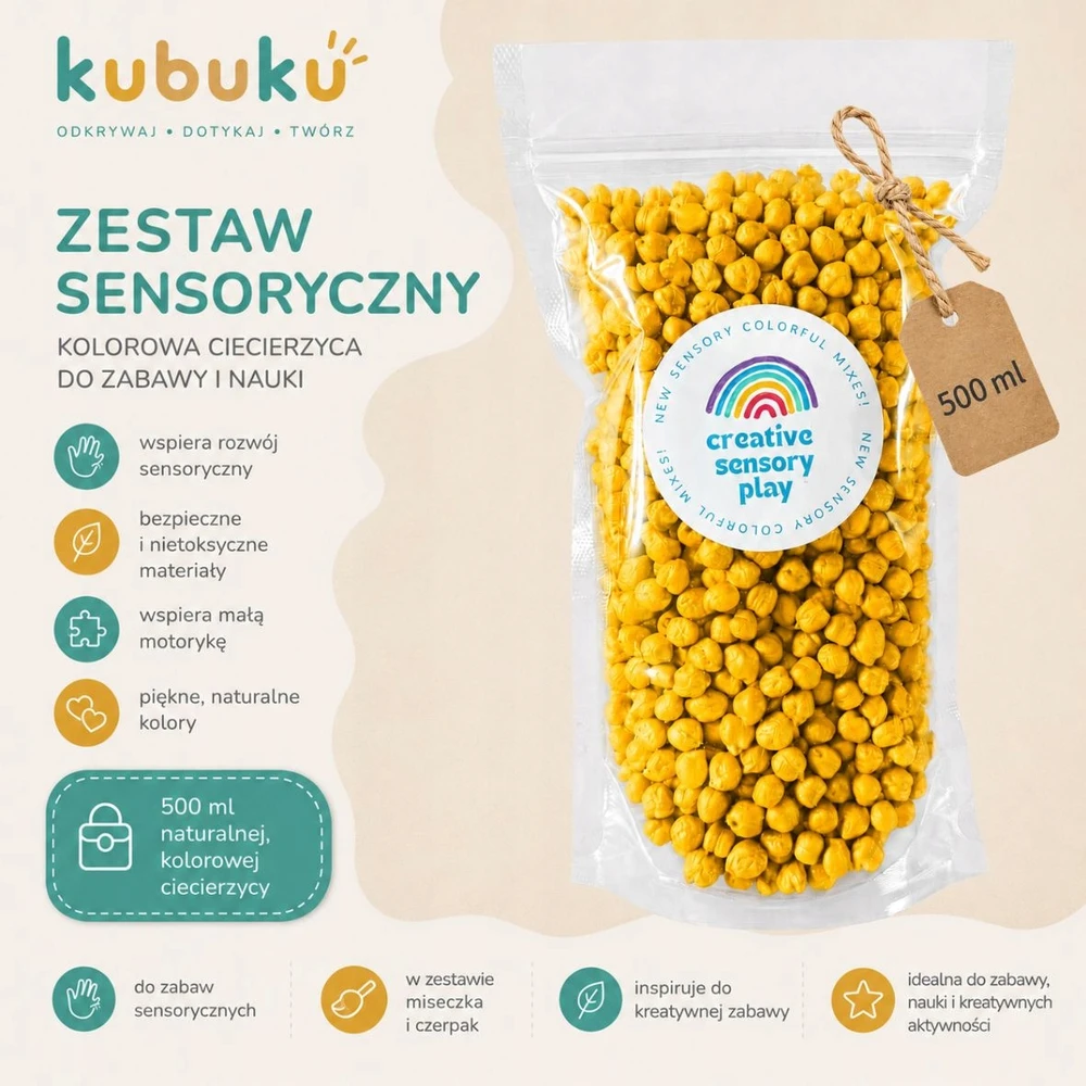 Bez Marki Spalvingi sensoriniai avinžirniai XXL 500 ml Montesori žaidimų mišinys