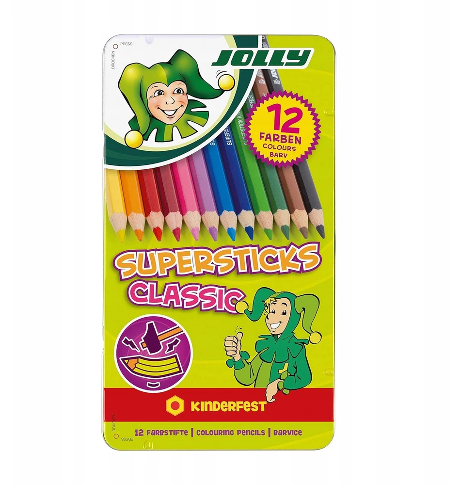 Bez Marki Spalvoti šešiabriauniai pieštukai Jolly Classic, 12 spalvų