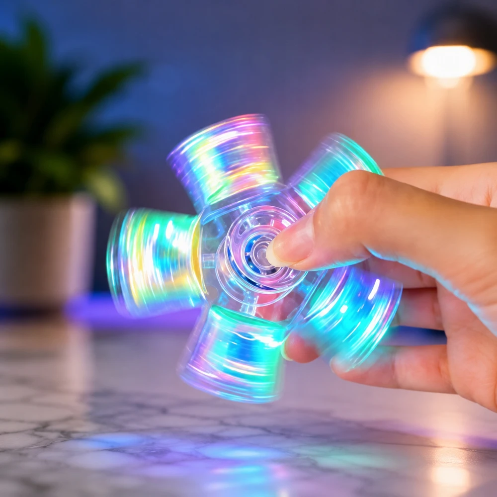 Bez Marki SPINNER CLICKER APŠVIETIMO LED RGB CLICKER KEY ANTESTRESS ŽAISLAS