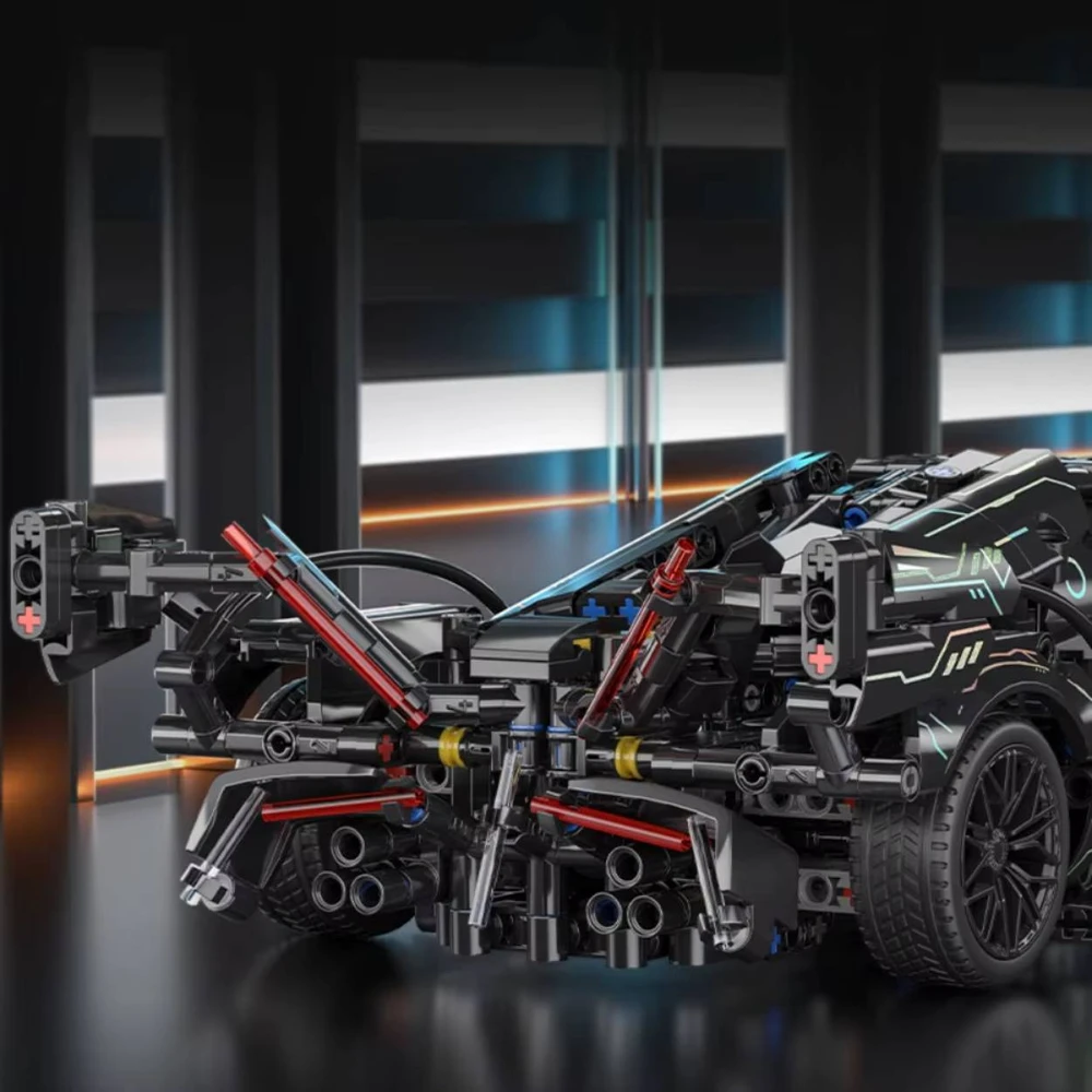 Sportinio automobilio vaivorykštės lazeriniai konstravimo blokai Dovana berniukams 6+