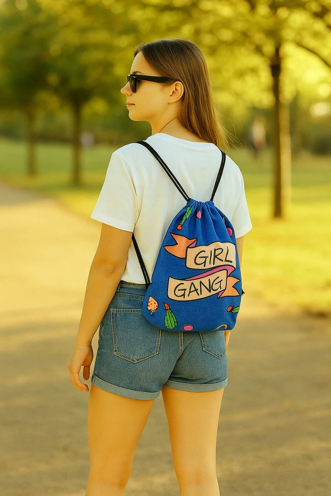Bez Marki Sportinis maišelis "girl Gang" su raišteliais, džinsų stiliaus