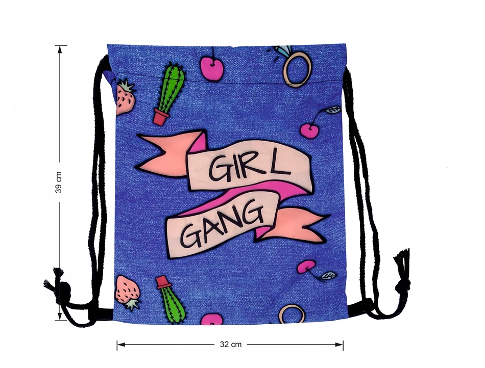 Bez Marki Sportinis maišelis "girl Gang" su raišteliais, džinsų stiliaus
