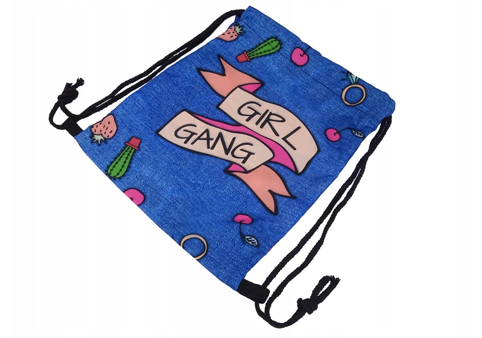 Bez Marki Sportinis maišelis "girl Gang" su raišteliais, džinsų stiliaus