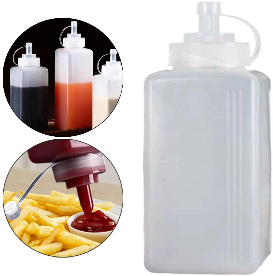 Bez Marki Squeeze Bottle Sauce Dozatorius Namų naudojimui Kečupo prieskonių talpyklė 600ml