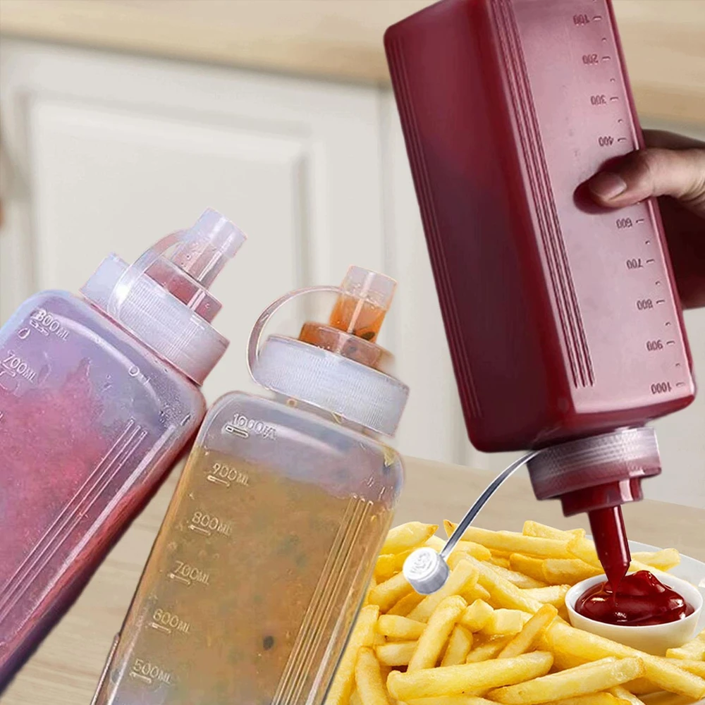 Bez Marki Squeeze Bottle Sauce Dozatorius Namų naudojimui Kečupo prieskonių talpyklė 600ml