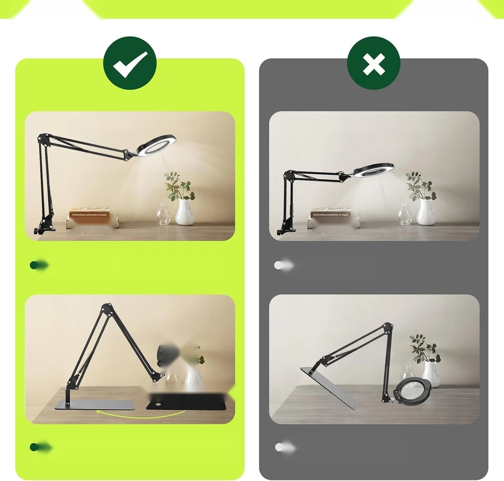 Bez Marki STALINIS MAGNIFY 10X LED STALINĖS LEMPAS 2IN1 RANKELĖ Juodas STIKLAS