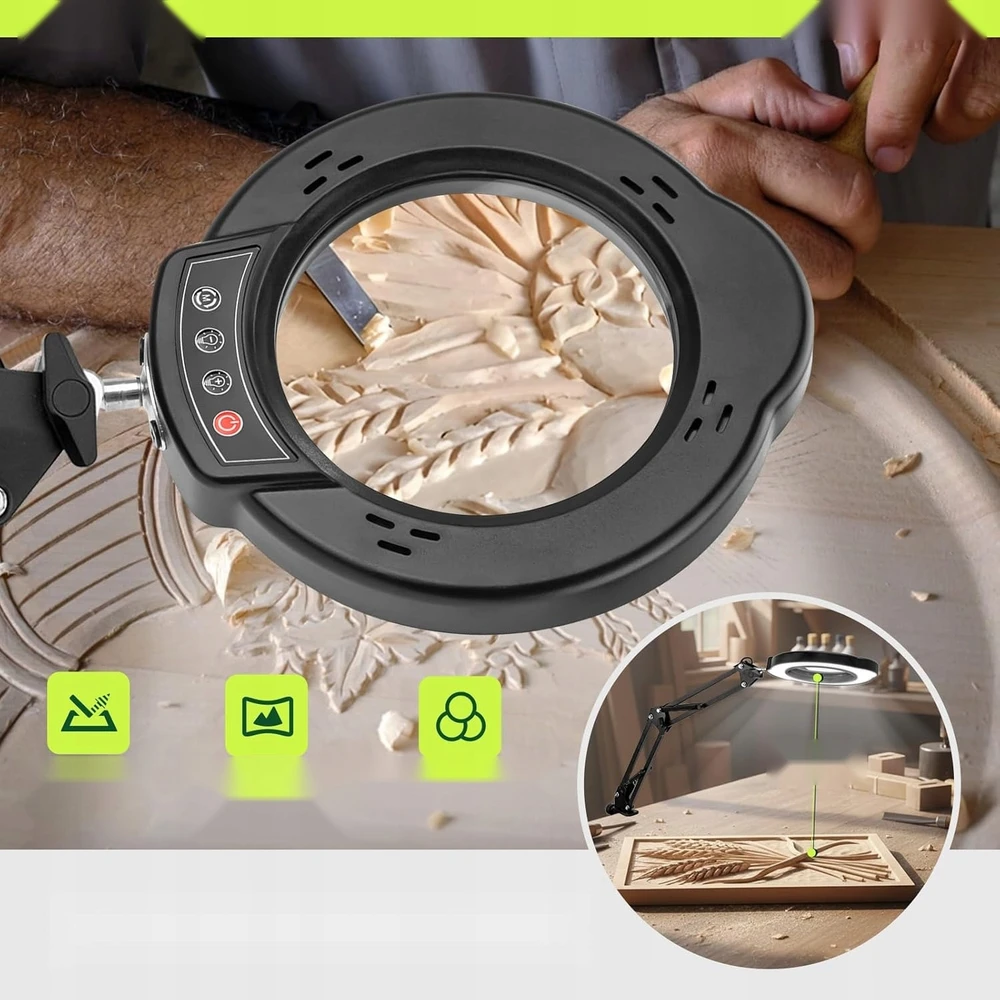 Bez Marki STALINIS MAGNIFY 10X LED STALINĖS LEMPAS 2IN1 RANKELĖ Juodas STIKLAS