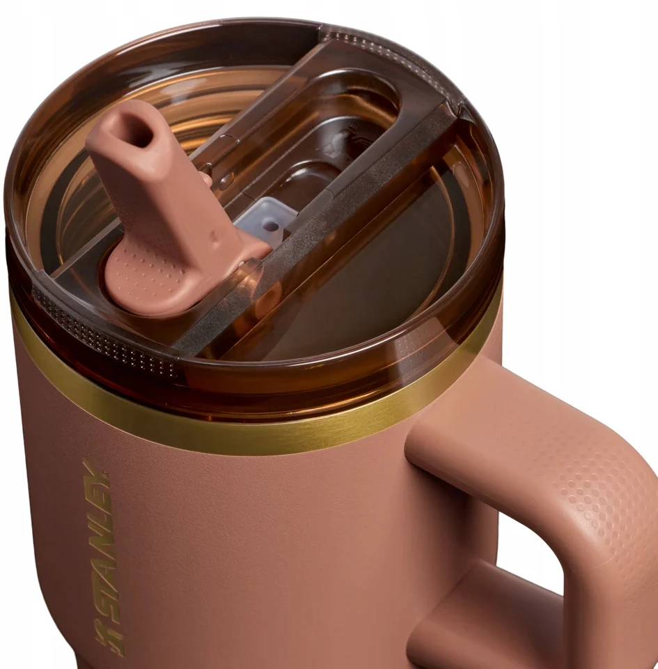 Stanley Quancher Puodelis Termiczny smėlio spalva Mocha Latte Straw Tumbler 0.59L