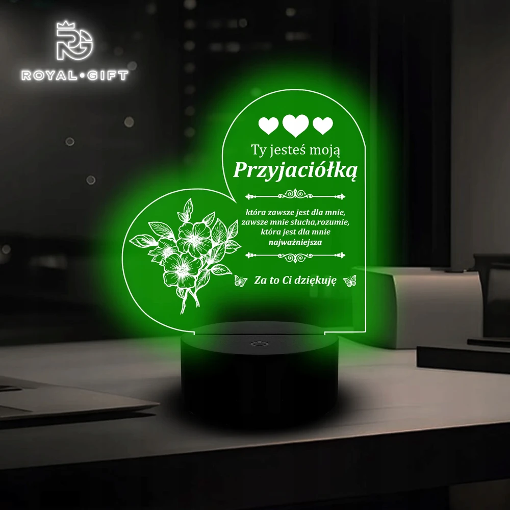 Bez Marki Statuetka Dla Przyjaciółki Koleżanki Lampka Nocna LED RGB 3D Grawer Friends