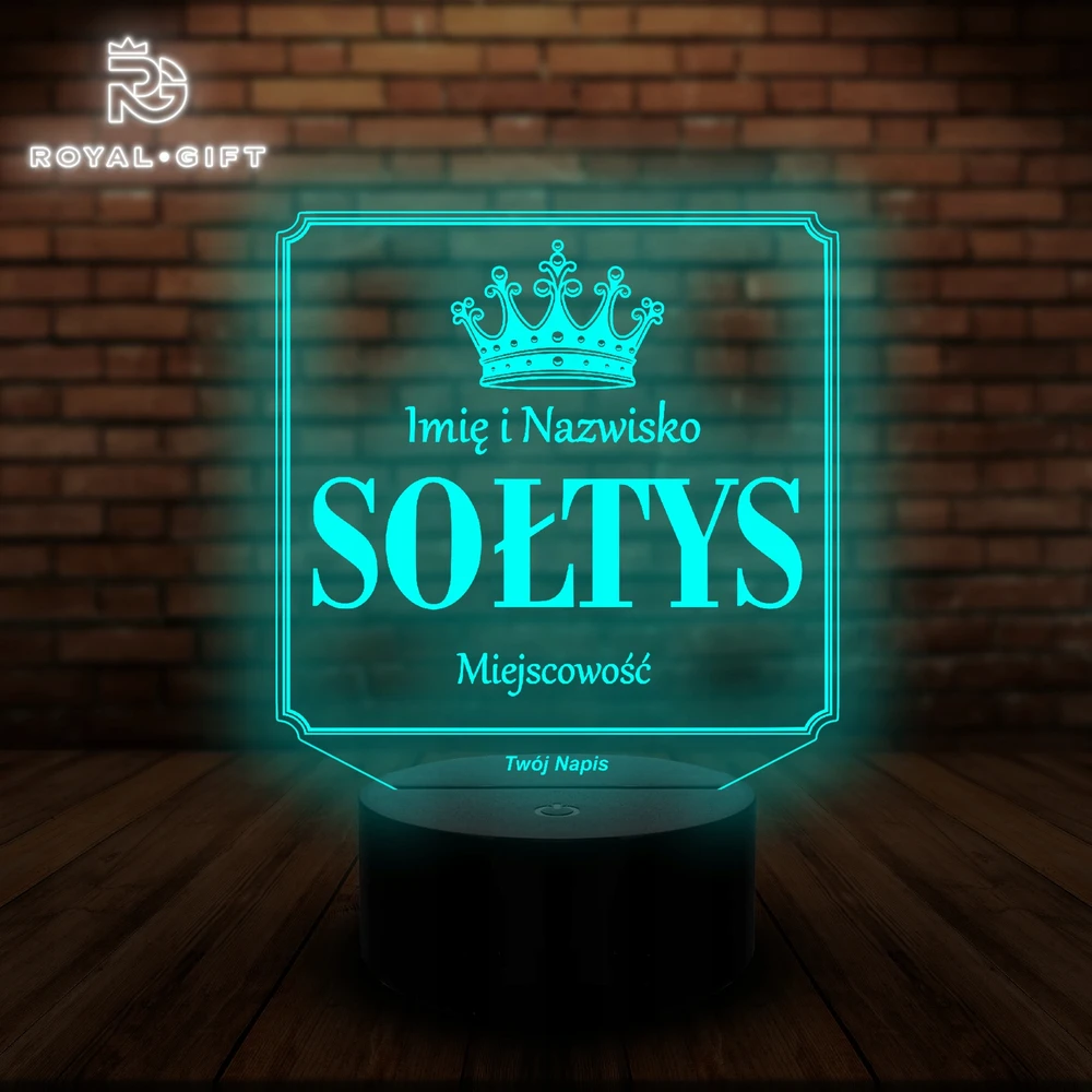 Bez Marki Statuetka Led Tabliczka Sołtys Korona Prezent dla Sołtysa Grawer Rinkinys Usb