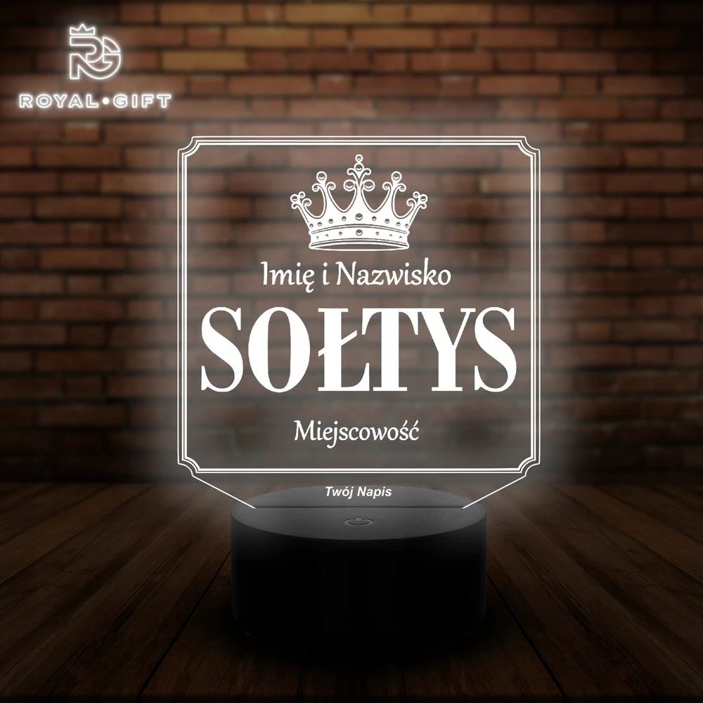 Bez Marki Statuetka Led Tabliczka Sołtys Korona Prezent dla Sołtysa Grawer Rinkinys Usb