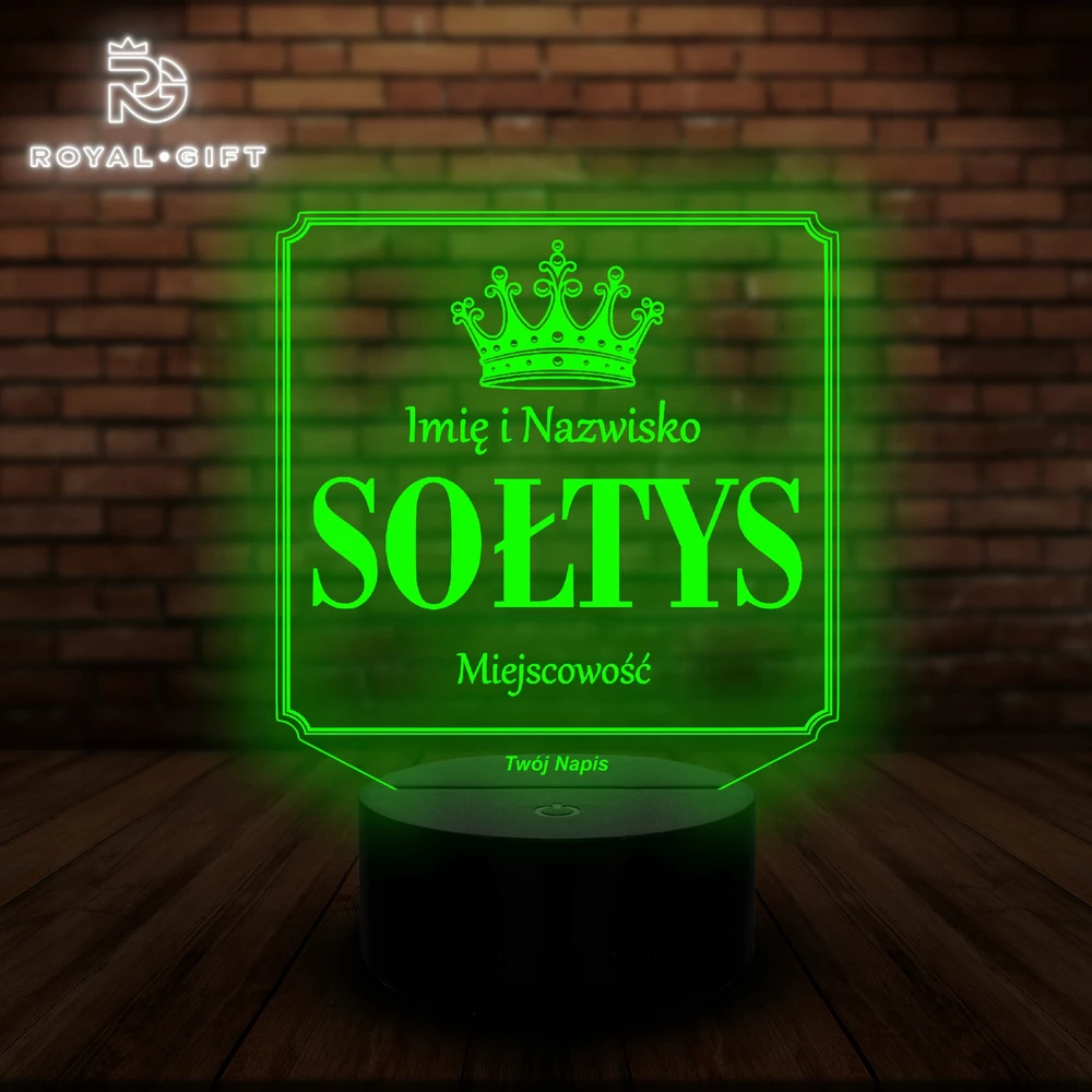 Bez Marki Statuetka Led Tabliczka Sołtys Korona Prezent dla Sołtysa Grawer Rinkinys Usb