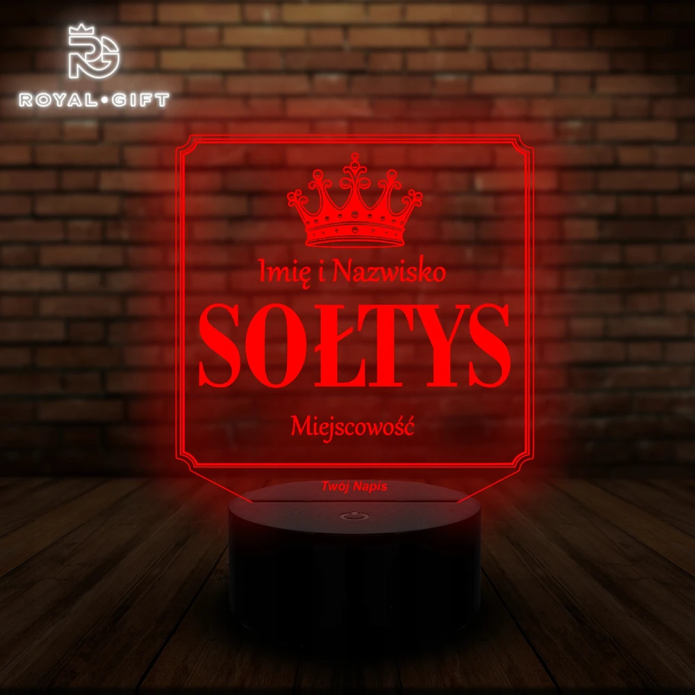 Bez Marki Statuetka Led Tabliczka Sołtys Korona Prezent dla Sołtysa Grawer Rinkinys Usb