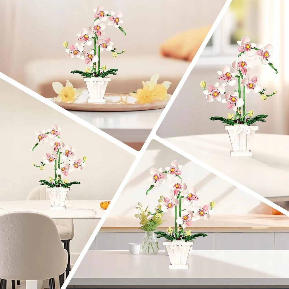 Bez Marki STATYBINIAI BLOKAI 718el 3D GĖLĖS DĖLĖS ORCHIDĖS ORCHIDĖS dovana