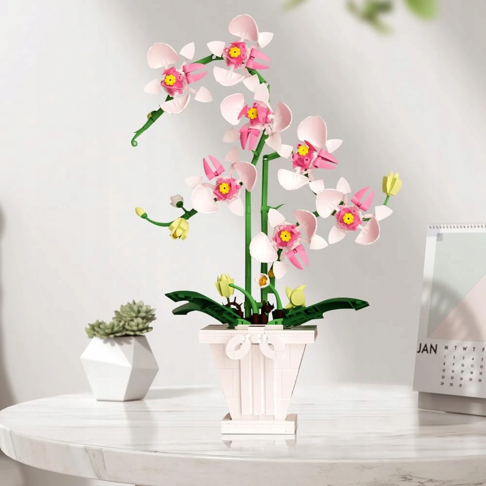 Bez Marki STATYBINIAI BLOKAI 718el 3D GĖLĖS DĖLĖS ORCHIDĖS ORCHIDĖS dovana