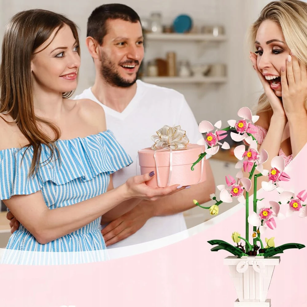 Bez Marki STATYBINIAI BLOKAI 718el 3D GĖLĖS DĖLĖS ORCHIDĖS ORCHIDĖS dovana